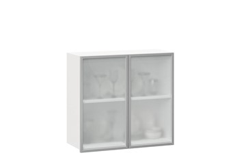 Кухонный шкаф 800, Шервуд, со стеклом ЛД 281.361.000.118, белый/белый глянец в Элисте