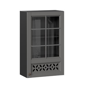 Навесной шкаф Амели-3 600 высокий со стеклом ЛД 299.450.000.048, Черный/Оникс серый в Элисте