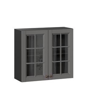 Шкаф на кухню Амели-3 800 со стеклом ЛД 299.360.000.036, Черный/Оникс серый в Элисте
