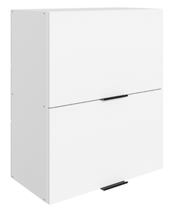 Настенный шкаф Стоун L600 Н720 (2 дв. гл. гориз.) (белый/джелато софттач) в Элисте