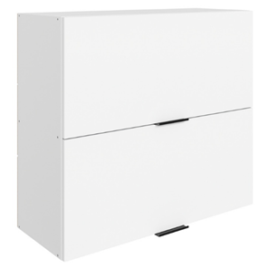 Кухонный шкаф Стоун L800 Н720 (2 дв. гл. гориз.) (белый/джелато софттач) в Элисте