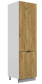 Шкаф-пенал Стоун L600 под холодильник (2 дв.гл.) (белый/акация светлая) в Элисте