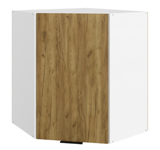 Кухонный навесной шкаф Стоун  L600x600 (1 дв. гл.) (белый/акация светлая) в Элисте