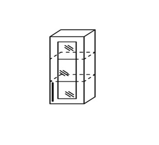 Кухонный шкаф Марибель Мыло, настенный однодверный с полкой со вставкой из стекла 918*400*320, ШНст 400/918 в Элисте