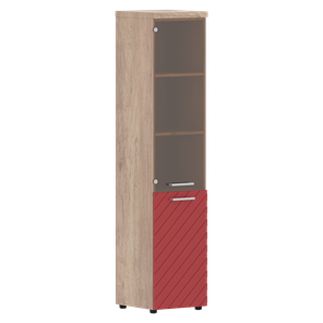 Стеллаж с дверью TORR LUX TLHC 42.2 R колонка комбинированная с топом 435х452х1958 Дуб Каньон/ Красный в Элисте