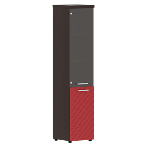 Стеллаж с дверью TORR LUX TLHC 42.2 R колонка комбинированная с топом 435х452х1958 Венге/ Красный в Элисте