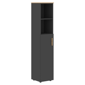 Высокий шкаф колонна с глухой средней дверью левой FORTA Графит-Дуб Гамильтон  FHC 40.6 (L) (399х404х1965) в Элисте