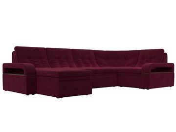 П-образный диван Лига-035, Бордовый (Микровельвет) в Элисте