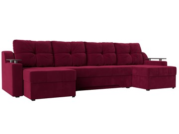 Большой П-образный диван Сенатор, Бордовый (Микровельвет) боннель в Элисте