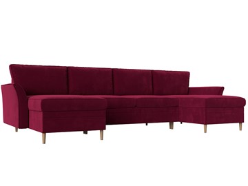 Большой П-образный диван София, Бордовый (Микровельвет) в Элисте