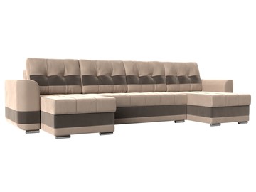 П-образный диван Честер, Бежевый/коричневый (велюр) в Элисте
