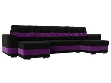П-образный диван Честер, Черный/фиолетовый (вельвет) в Элисте