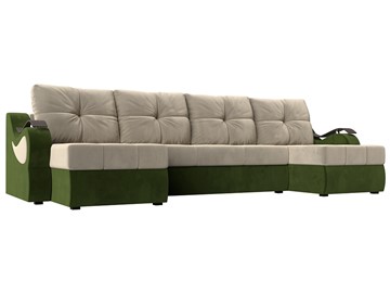 П-образный диван Меркурий П, Бежевый/зеленый (вельвет) в Элисте