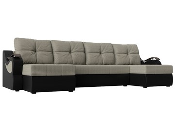 П-образный диван Меркурий П, Корфу 02 (рогожка)/черный (экокожа) в Элисте