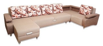 П-образный диван Престиж-15 люкс с полкой в Элисте