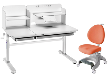 Комплект парта + кресло FauDesk Iris II Grey + Cielo Orange + чехол для кресла в подарок в Элисте
