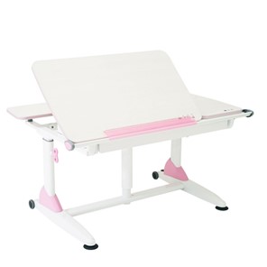 Детский стол-трансформер Эргономик G6-S с газлифтом и большим пеналом, Белый + Розовый в Элисте