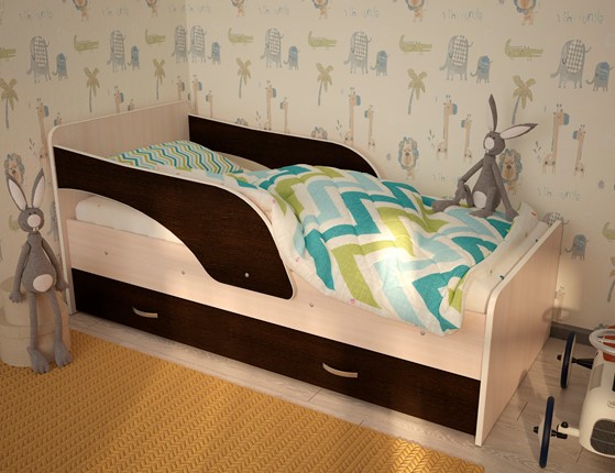 Детская кровать Максимка, корпус Млечный дуб, фасад Венге в Элисте - изображение