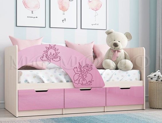 Кровать с ящиками Юниор-3, Розовый металлик в Элисте - изображение