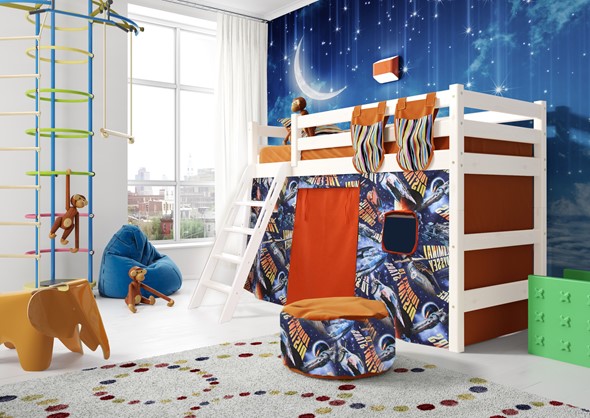 Кровать-чердак детская Соня, Вариант 6 Белый в Элисте - изображение