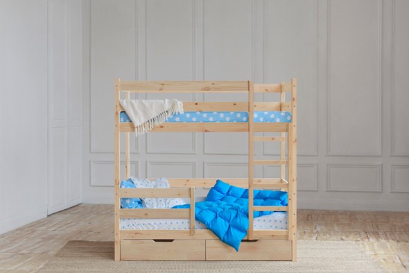 Кровать двухъярусная без крыши с ящиками, без покраски в Элисте - изображение