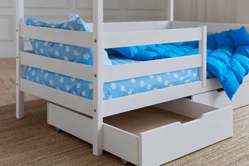 Детская 2-ярусная кровать без крыши с ящиками, цвет белый в Элисте - предосмотр 3