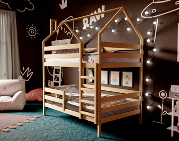 Детская двухэтажная кровать Домик, без покраски в Элисте - предосмотр 1