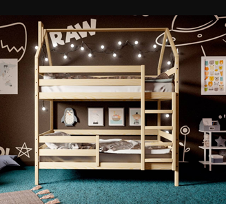 Детская двухэтажная кровать Домик, без покраски в Элисте - предосмотр