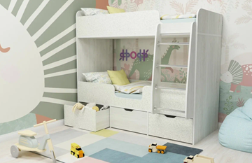 Детская 2-этажная кровать Малыш двойняшка 70х160, корпус Винтерберг, фасад Фейритейл в Элисте - предосмотр