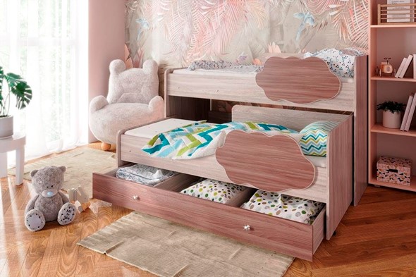 Детская двухэтажная кровать Соник 1.6 с ящиком, Ясень Шимо в Элисте - изображение