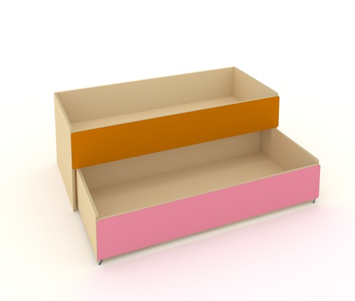Кровать для детей 2-х уровневая КД-2, Беж + Оранжевый + Розовый в Элисте - изображение
