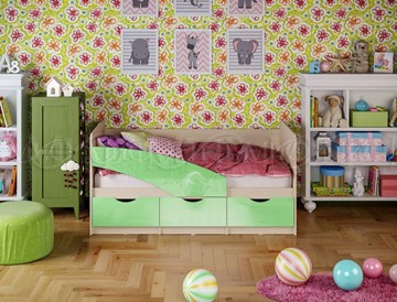 Кровать в детскую Бабочки 800*1600, Салатовый глянец в Элисте