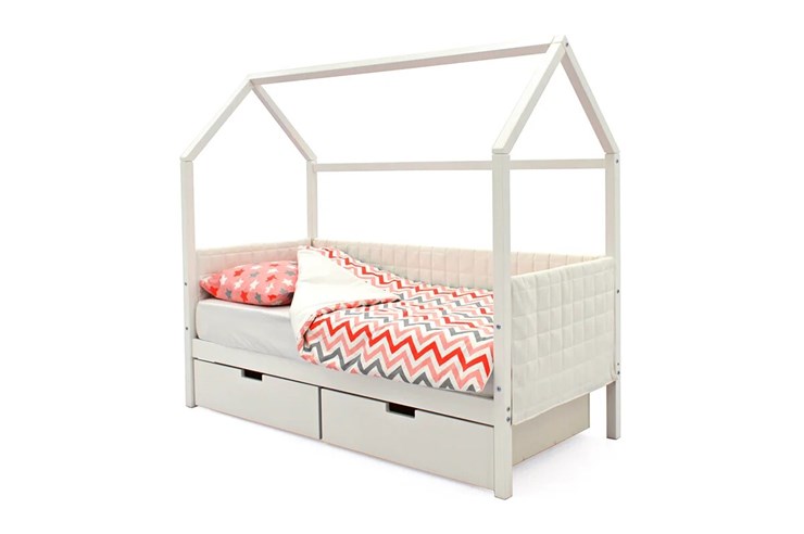 Кровать-домик в детскую «Svogen белая» мягкая в Элисте - изображение 4