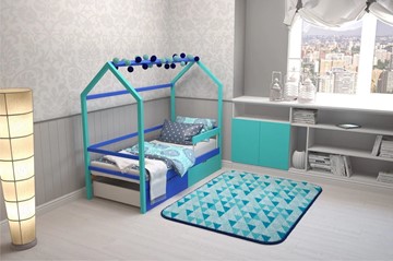 Кровать-домик в детскую Svogen синий-мятный в Элисте - предосмотр 6