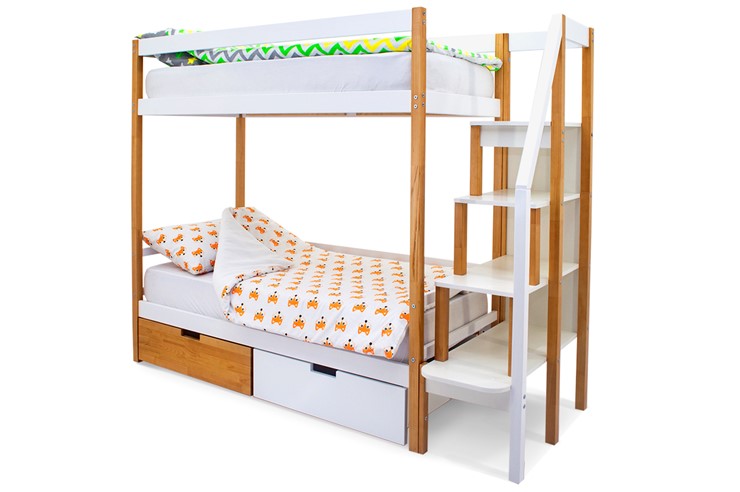 Детская 2-этажная кровать Svogen дерево-белый в Элисте - изображение 3