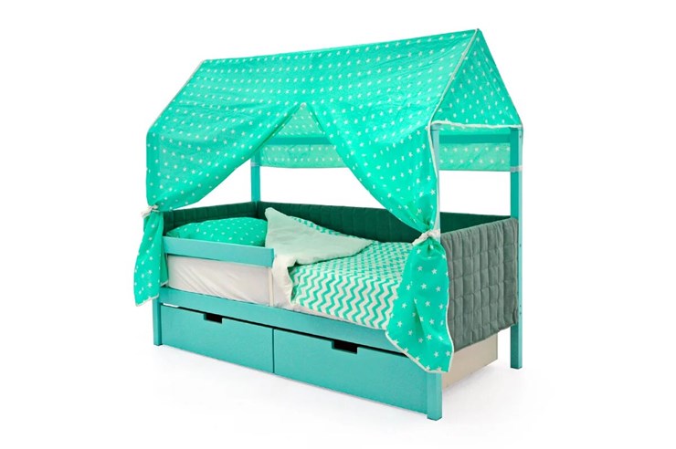 Детская кровать-домик «Svogen мятная» мягкая в Элисте - изображение 4