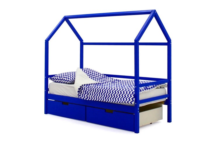 Кровать-домик в детскую Svogen синий в Элисте - изображение 3