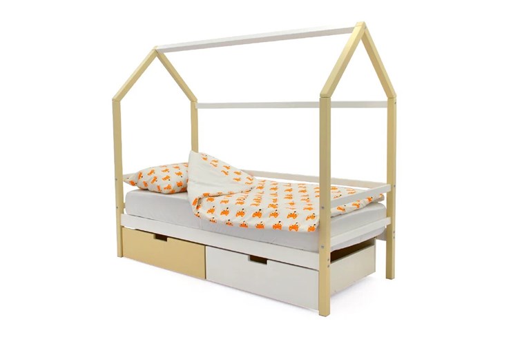 Кровать-домик детская Svogen бежево-белый в Элисте - изображение 3