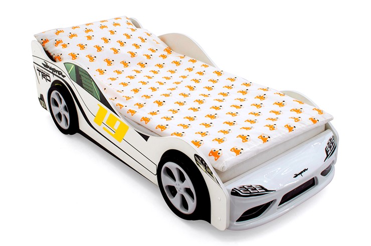 Детская кровать-машина Супра белая в Элисте - изображение 1