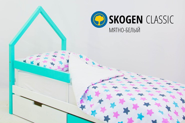 Детская кровать-домик мини Skogen белый-мятный в Элисте - изображение 3
