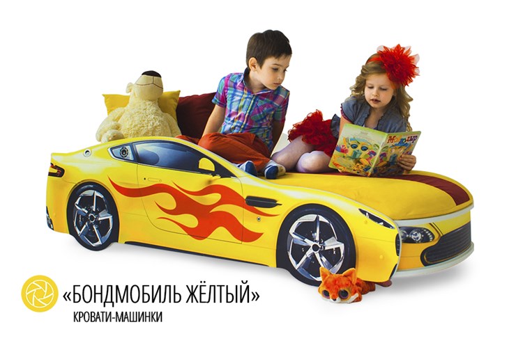 Кровать-машина детская Бондимобиль желтый в Элисте - изображение 2
