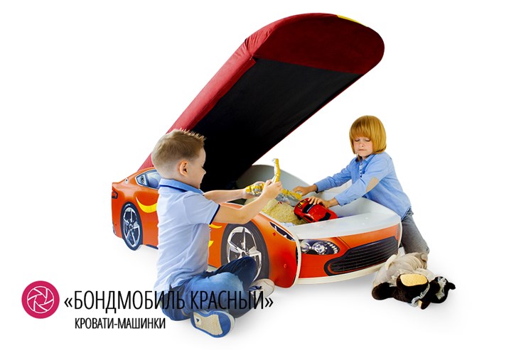 Детская кровать-машина Бондимобиль красный в Элисте - изображение 1