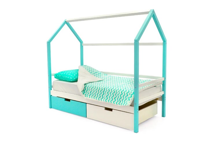 Детская кровать-домик Svogen мятный-белый в Элисте - изображение 3