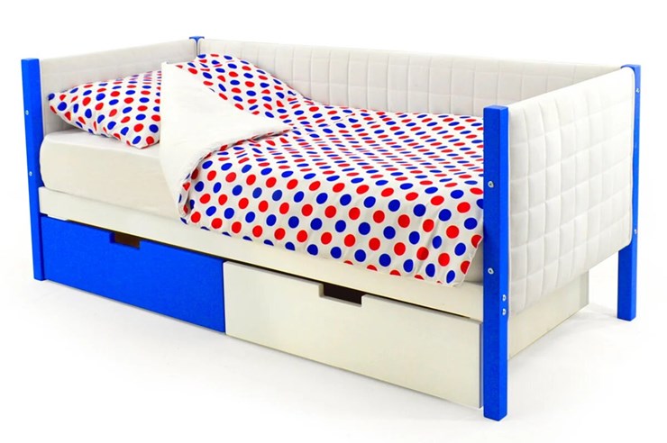 Детская кровать-тахта мягкая Skogen сине-белая в Элисте - изображение 4