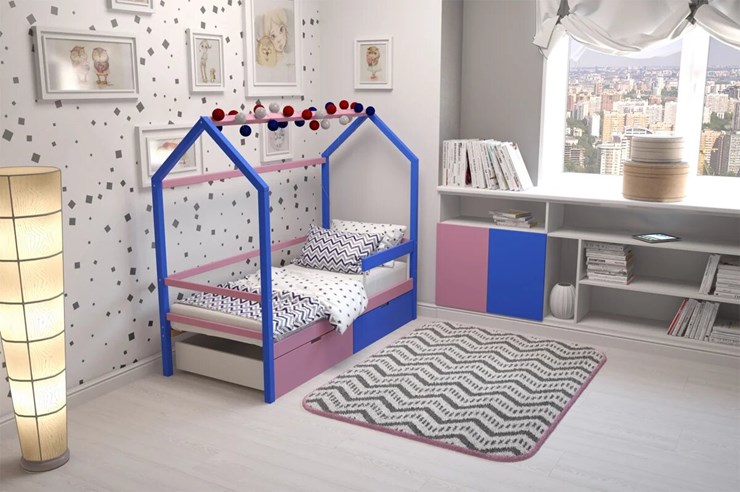 Кровать-домик в детскую Svogen синий-лаванда в Элисте - изображение 5