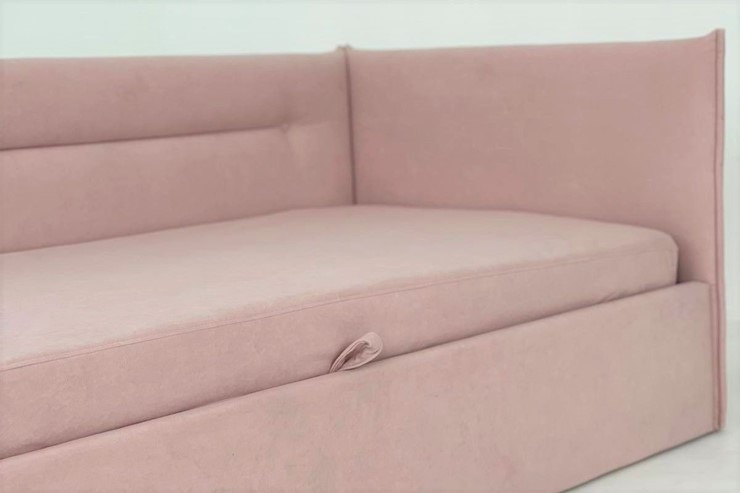 Кровать детская 0.9 Альба (Тахта), нежно-розовый (велюр) в Элисте - изображение 4