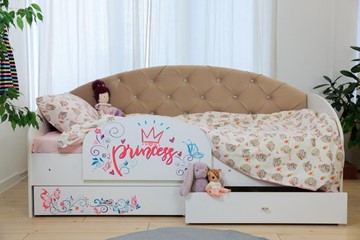 Детская кровать односпальная Эльза с бортиком, Бежевый (щиты) в Элисте - предосмотр 5