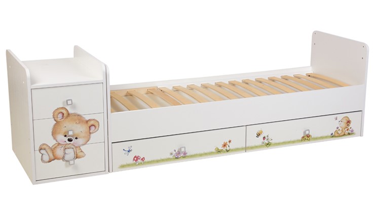 Детская кровать Фея 1100 Медвежонок Белый в Элисте - изображение 2