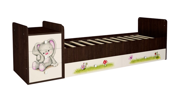 Детская кровать Фея 1100 Зайчонок Венге-бежевый в Элисте - изображение 1