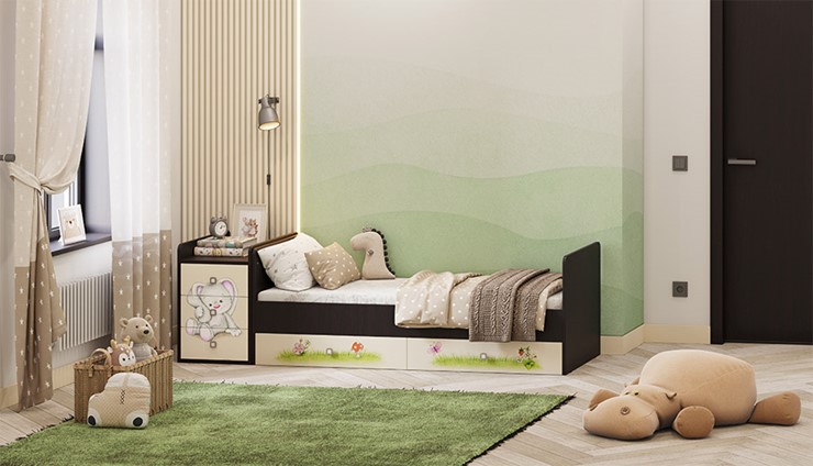 Детская кровать Фея 1100 Зайчонок Венге-бежевый в Элисте - изображение 5